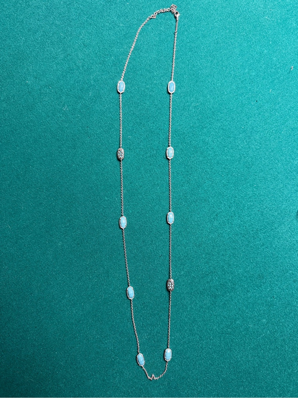 Kendra Scott Long Turquoise Silver Necklace